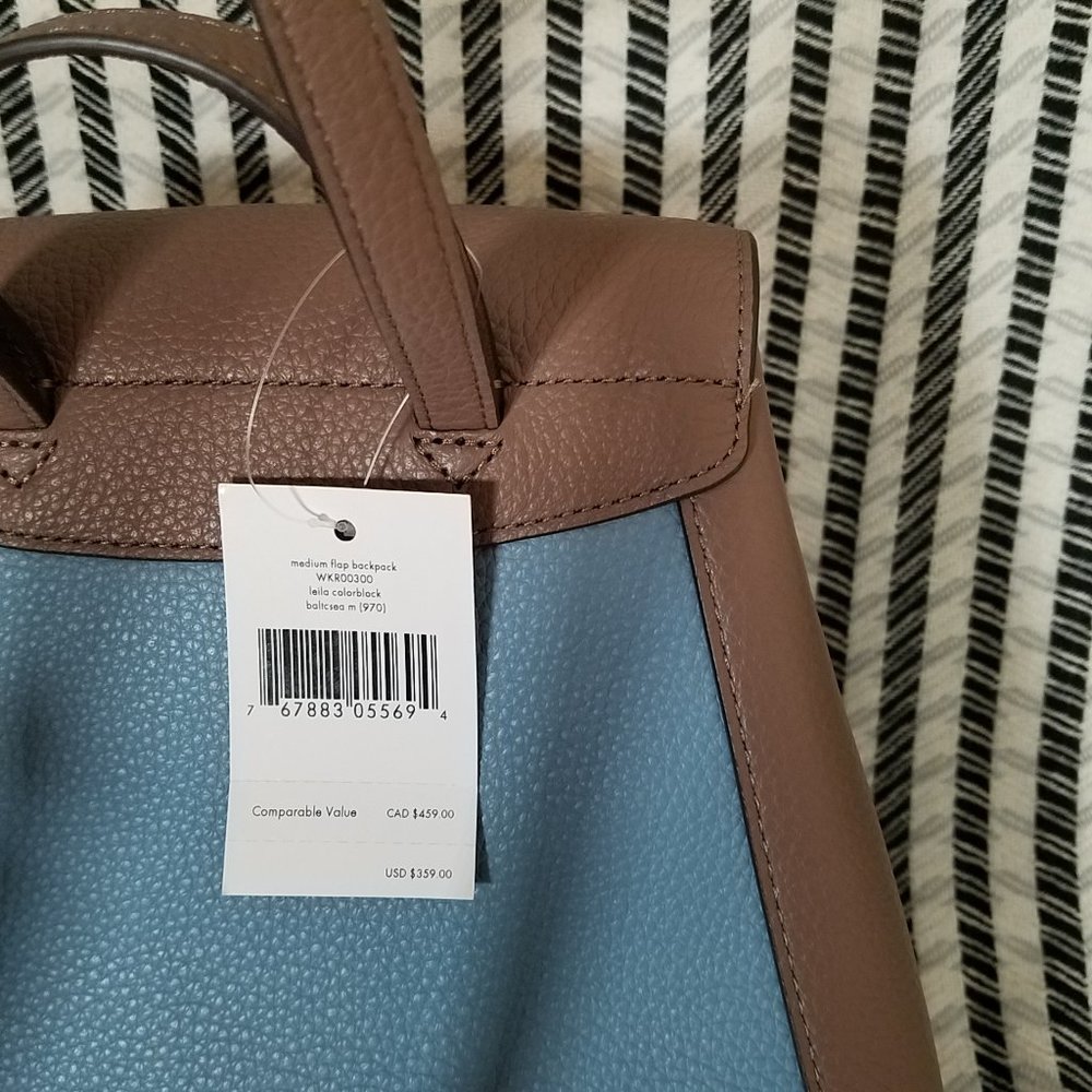 kate Spade Leila Medium Blue Backpack Colorblock - Picture 10 of 13